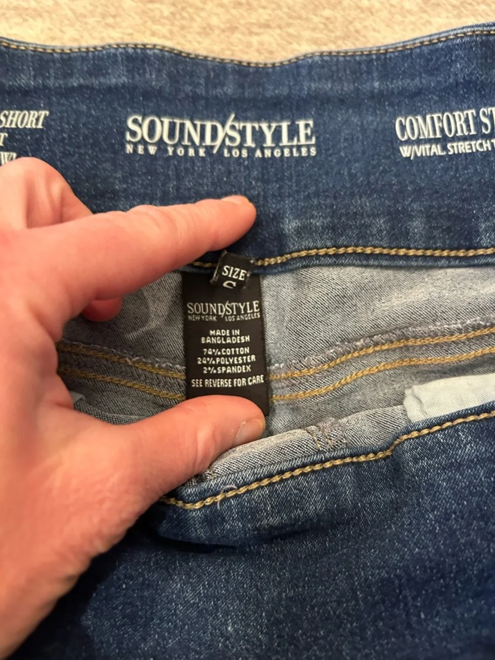 Sound Style Denim Shorts Size S High Rise Stretch Cuffed Dark Wash COMFORTABLE! - Picture 6 of 6